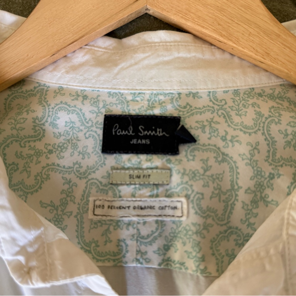 Paul Smith White Shirt with Mint Paisley Inner Lining